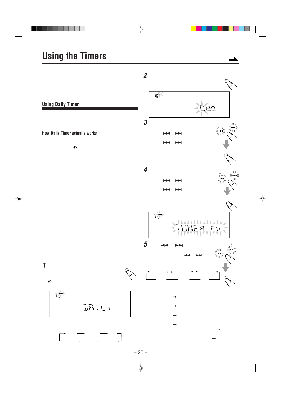 Using the timers, Using daily timer | JVC CA-MXG51R User Manual | Page 23 / 40