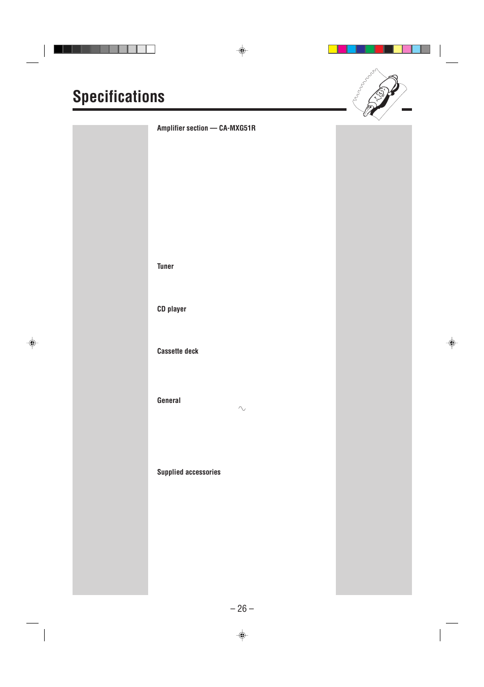 Specifications | JVC CA-MXG51R User Manual | Page 29 / 40