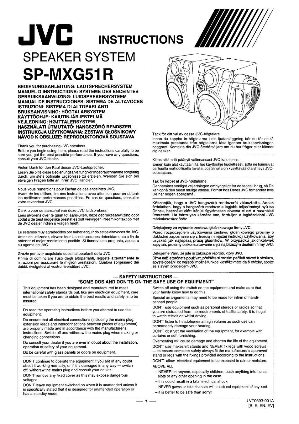 Sp-mxg51r, Top cover, Safety instructions | JVC CA-MXG51R User Manual | Page 33 / 40