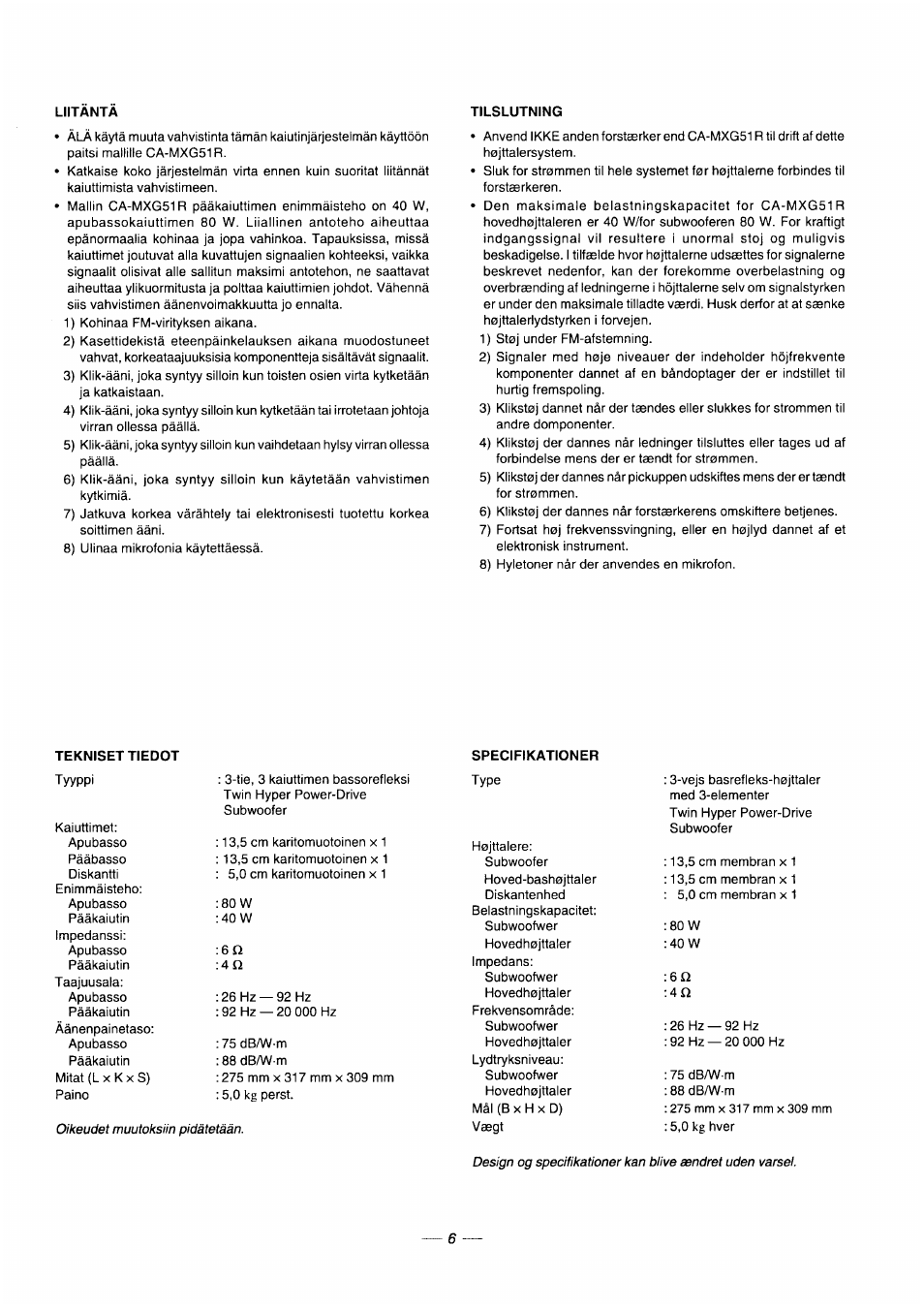 JVC CA-MXG51R User Manual | Page 38 / 40