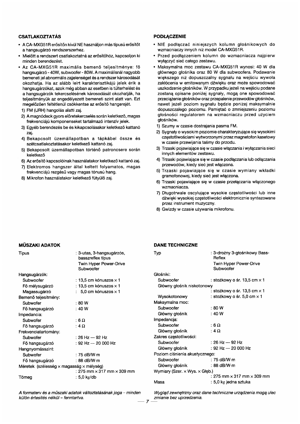 JVC CA-MXG51R User Manual | Page 39 / 40