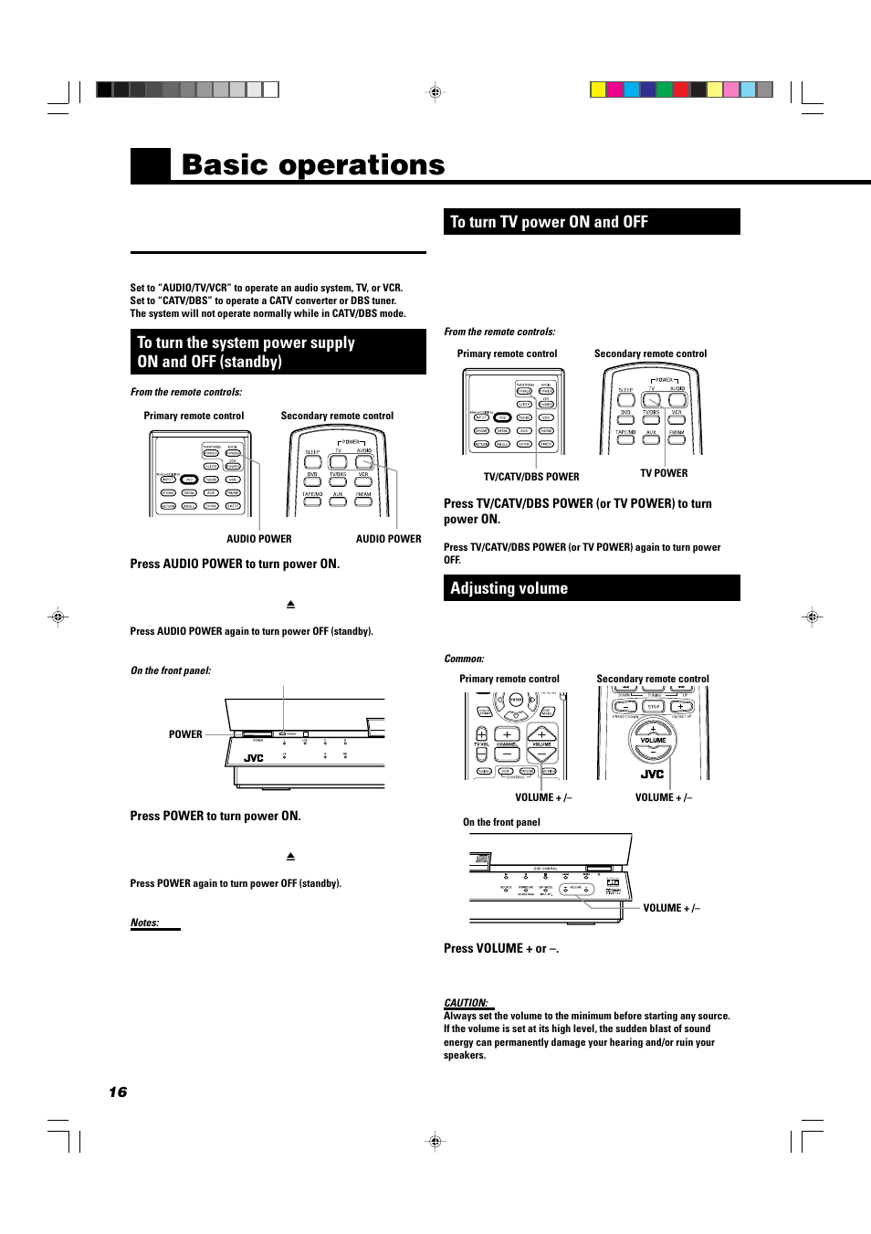 Basic operations, Adjusting volume | JVC TH-A10 User Manual | Page 18 / 68