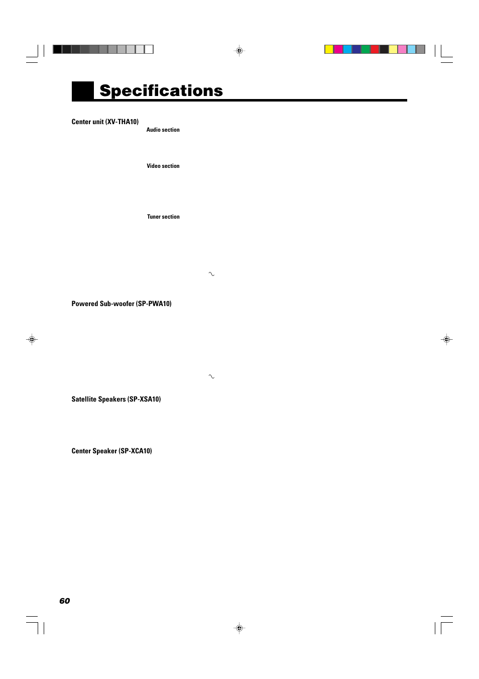 Specifications | JVC TH-A10 User Manual | Page 62 / 68