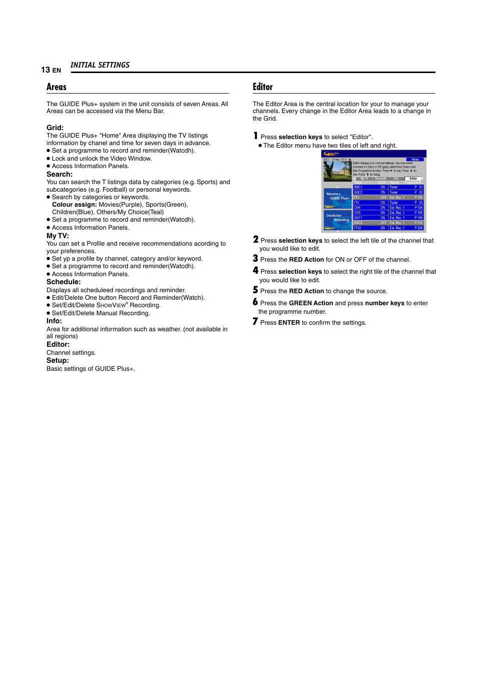 Areas, Editor | JVC DR-MH300SE User Manual | Page 5 / 11