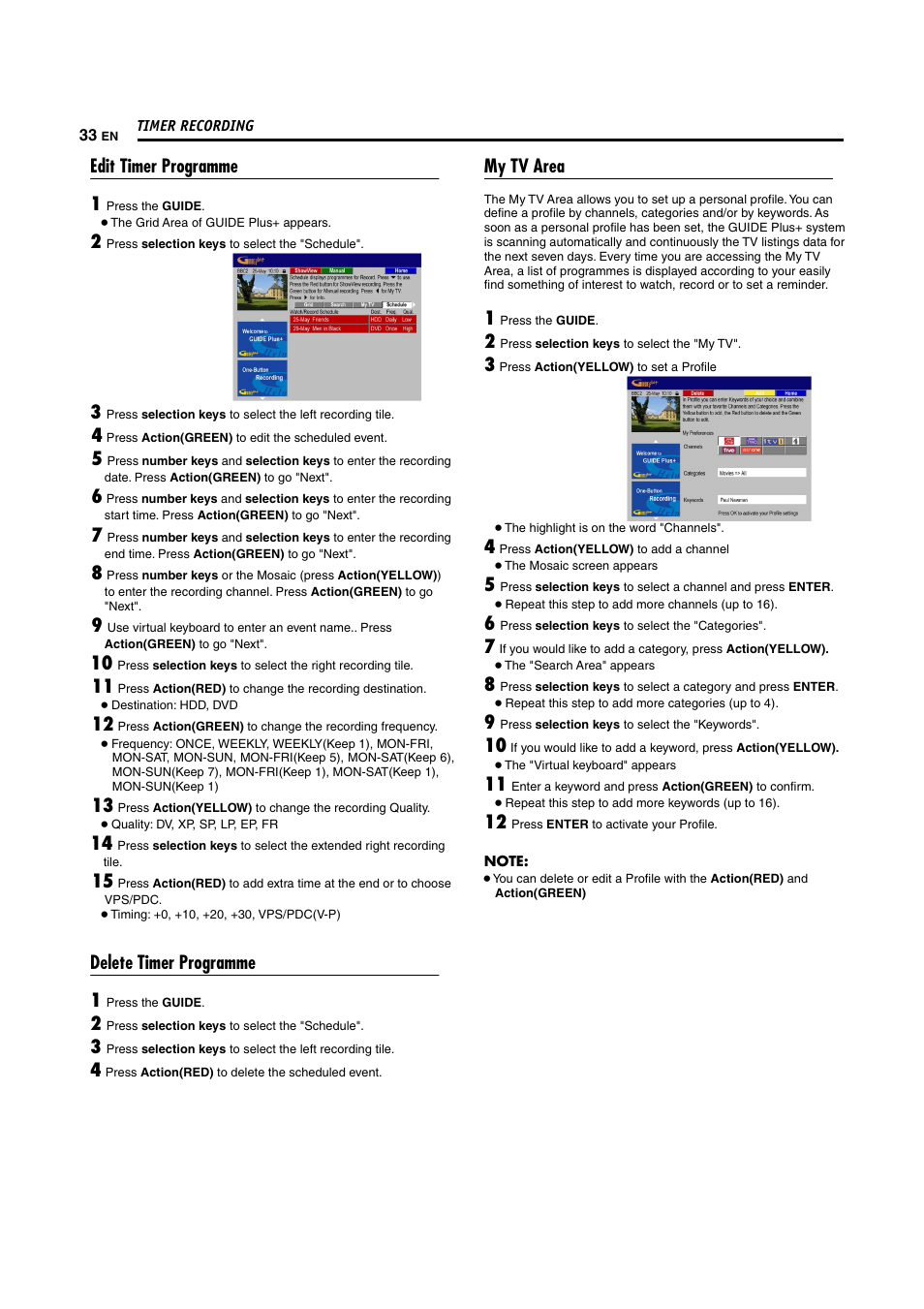 Edit timer programme, Delete timer programme, My tv area | JVC DR-MH300SE User Manual | Page 8 / 11