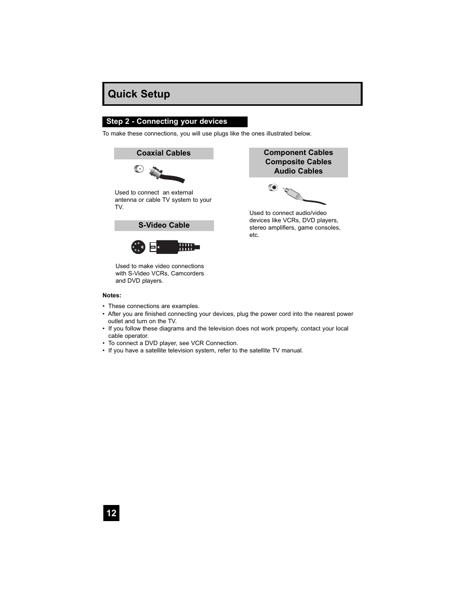 Step 2 - connecting your devices, Quick setup | JVC 0707TNH-II-IM User Manual | Page 12 / 80