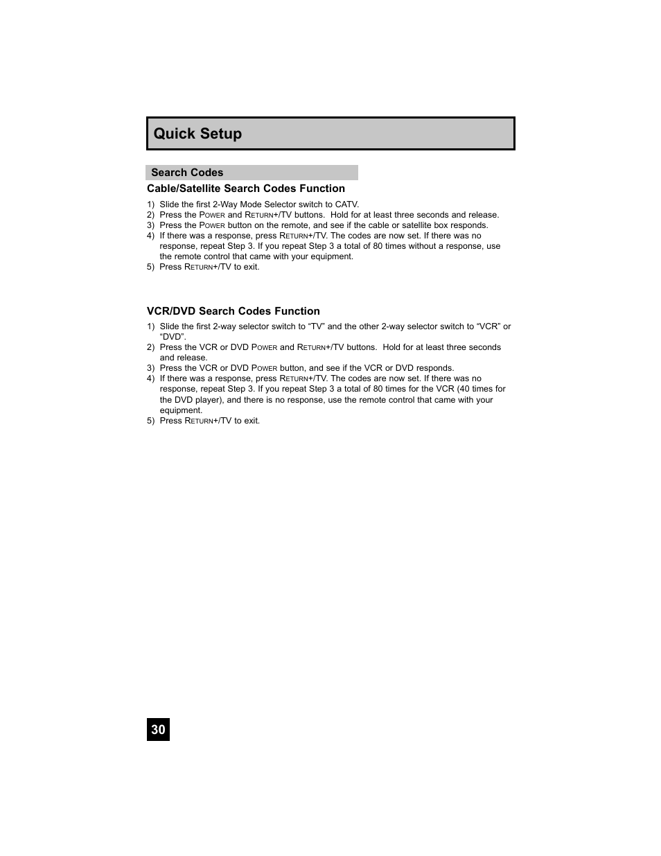 Quick setup | JVC 0707TNH-II-IM User Manual | Page 30 / 80