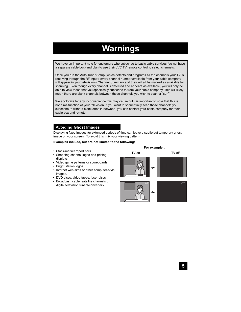 Warnings | JVC 0707TNH-II-IM User Manual | Page 5 / 80