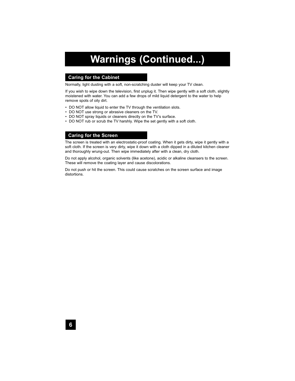 Warnings (continued...) | JVC 0707TNH-II-IM User Manual | Page 6 / 80