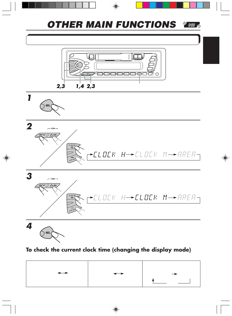 Other main functions, Setting the clock | JVC Model KS-FX200 User Manual | Page 13 / 25