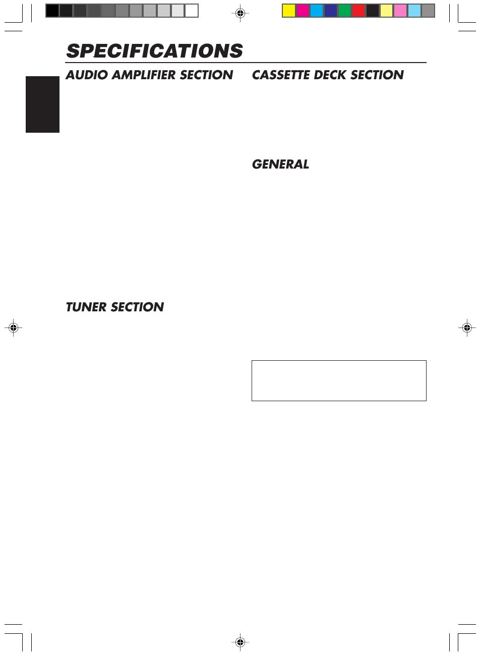 Specifications, General | JVC Model KS-FX200 User Manual | Page 20 / 25