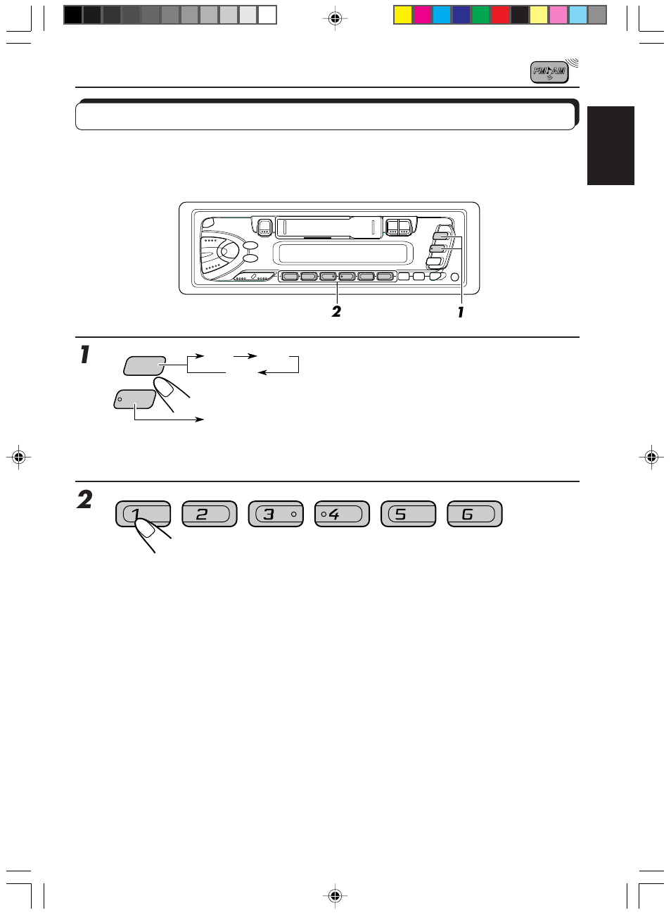 Tuning into a preset station, Select the band (fm1, fm2, fm3 or am) you want | JVC Model KS-FX200 User Manual | Page 7 / 25