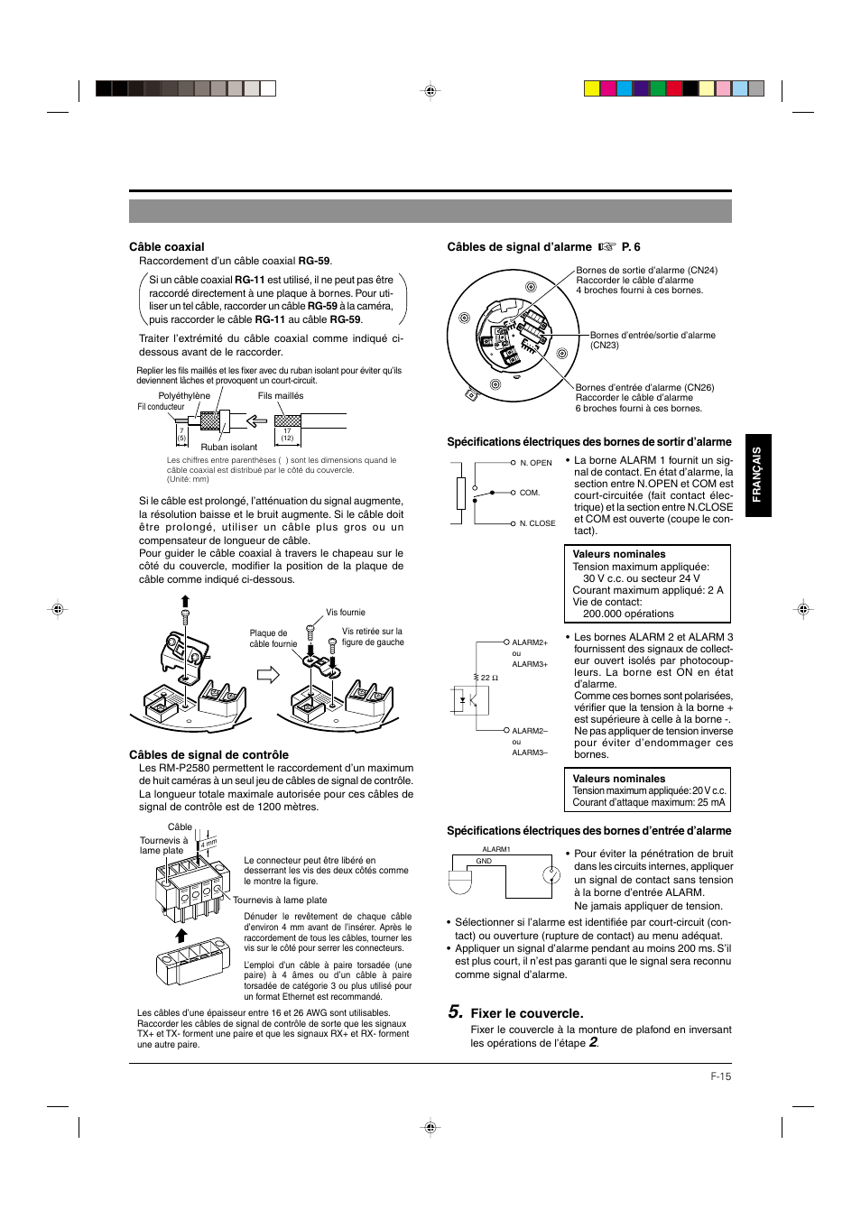 P. 15, Fixer le couvercle | JVC DOME TYPE CAMERA TK-C676 User Manual | Page 101 / 216