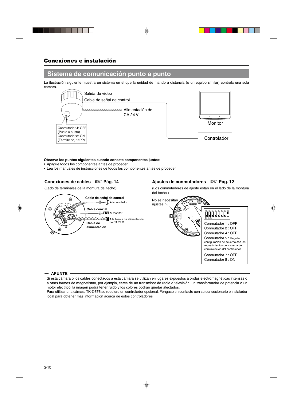 Sistema de comunicación punto a punto, Conexiones e instalación, Controlador monitor | JVC DOME TYPE CAMERA TK-C676 User Manual | Page 139 / 216