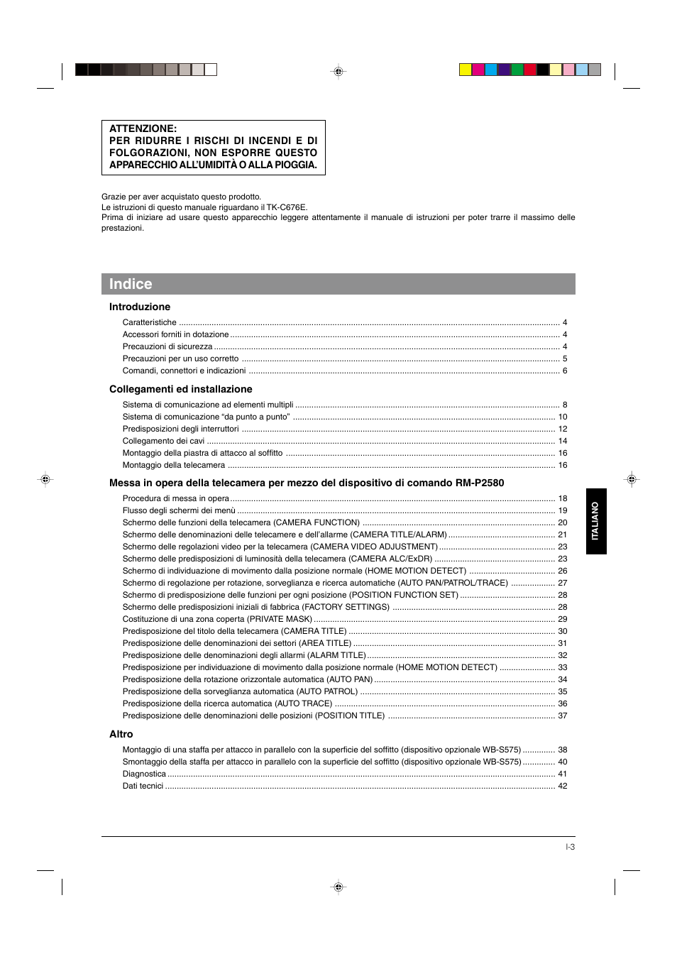 Indice | JVC DOME TYPE CAMERA TK-C676 User Manual | Page 175 / 216