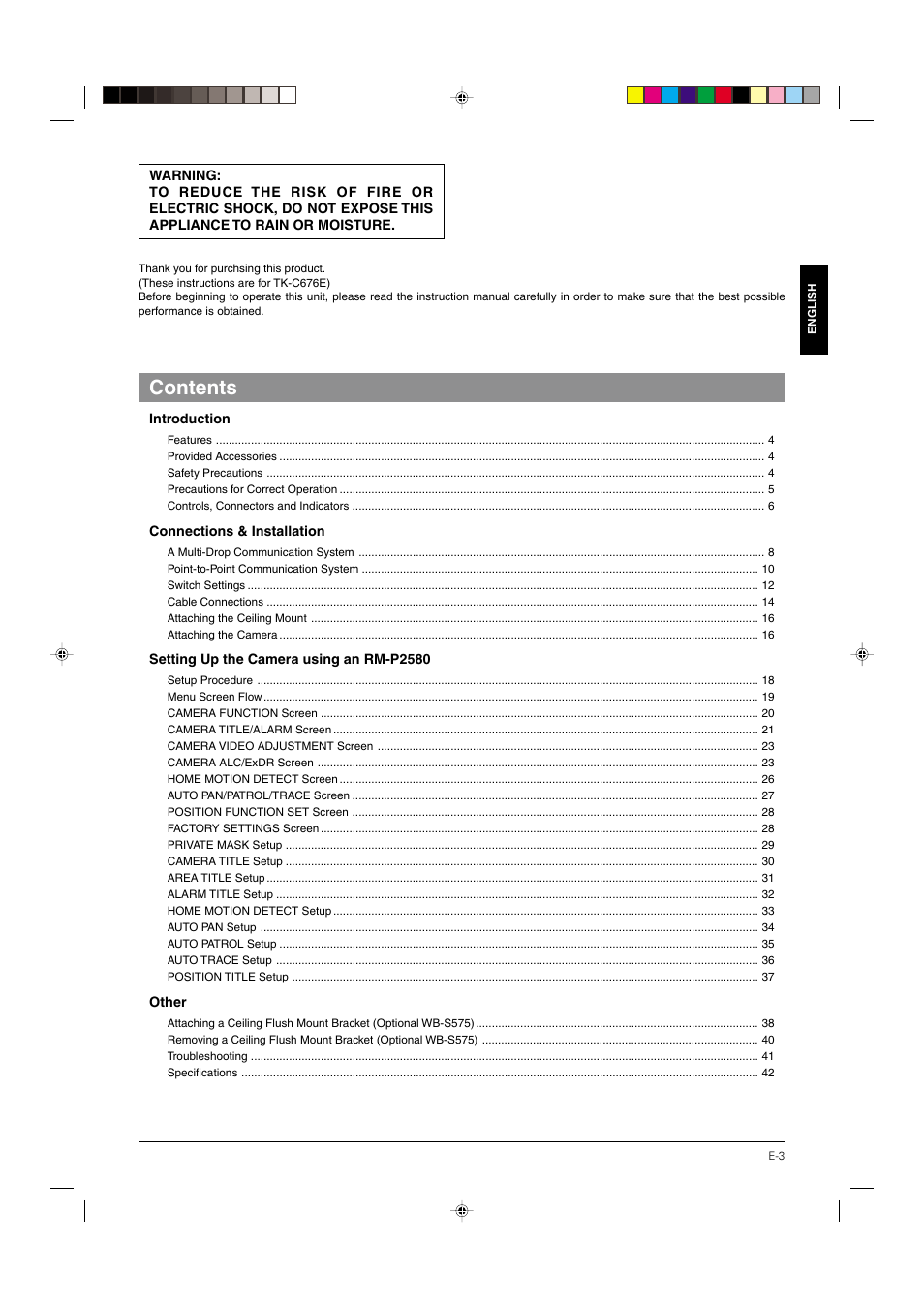 JVC DOME TYPE CAMERA TK-C676 User Manual | Page 3 / 216