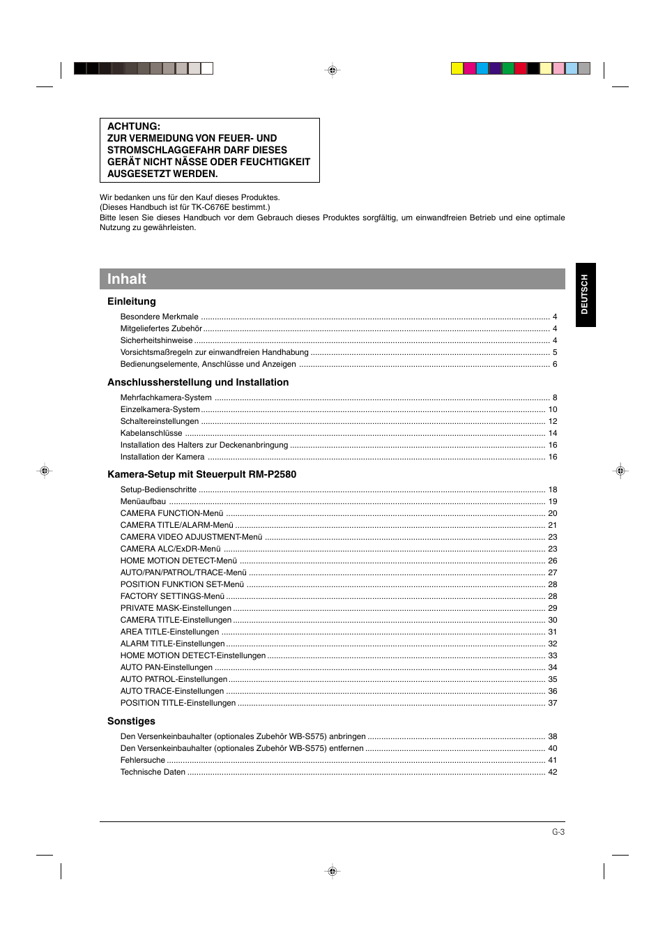 Inhalt | JVC DOME TYPE CAMERA TK-C676 User Manual | Page 46 / 216