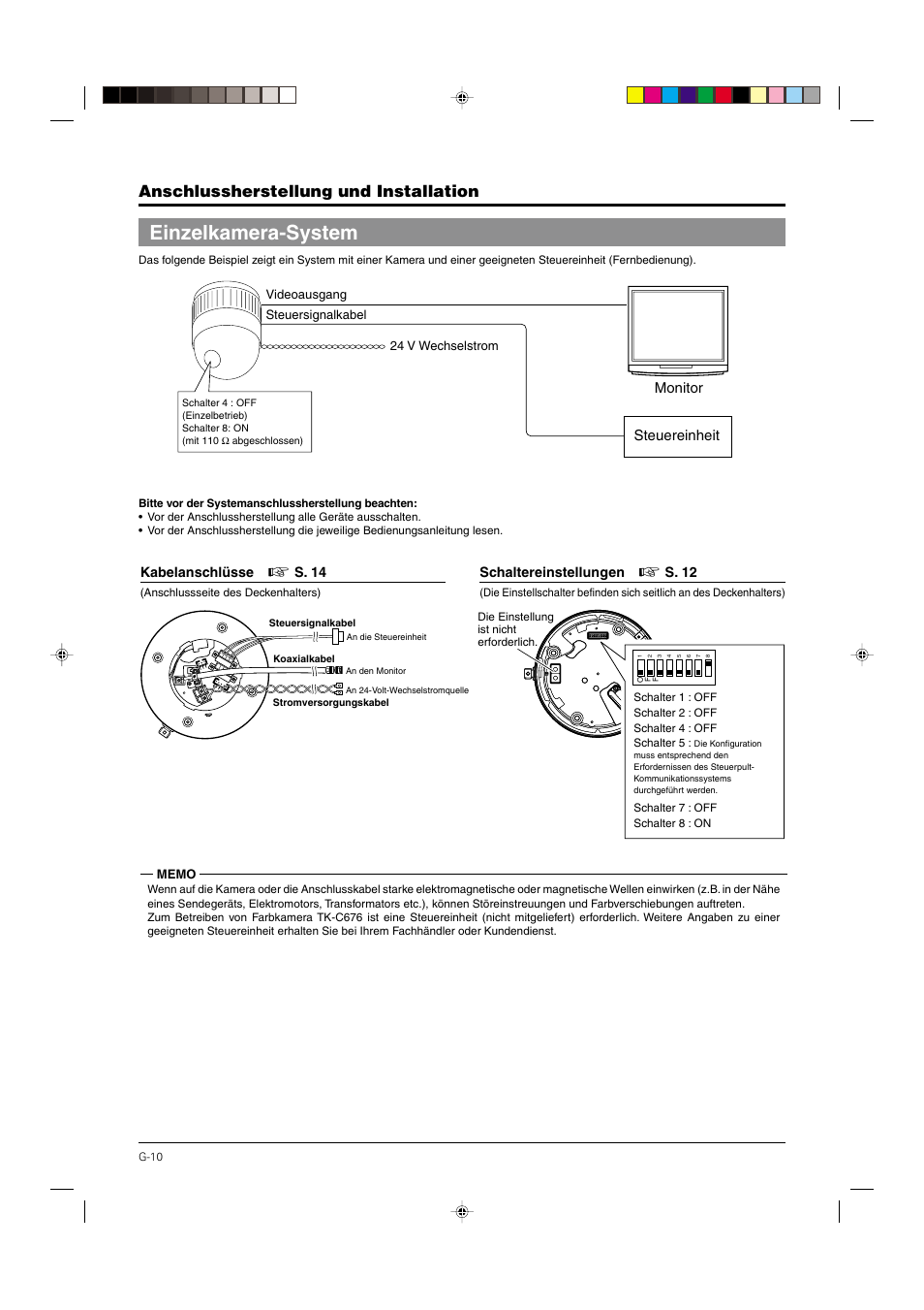 Einzelkamera-system, Anschlussherstellung und installation, Steuereinheit monitor | JVC DOME TYPE CAMERA TK-C676 User Manual | Page 53 / 216