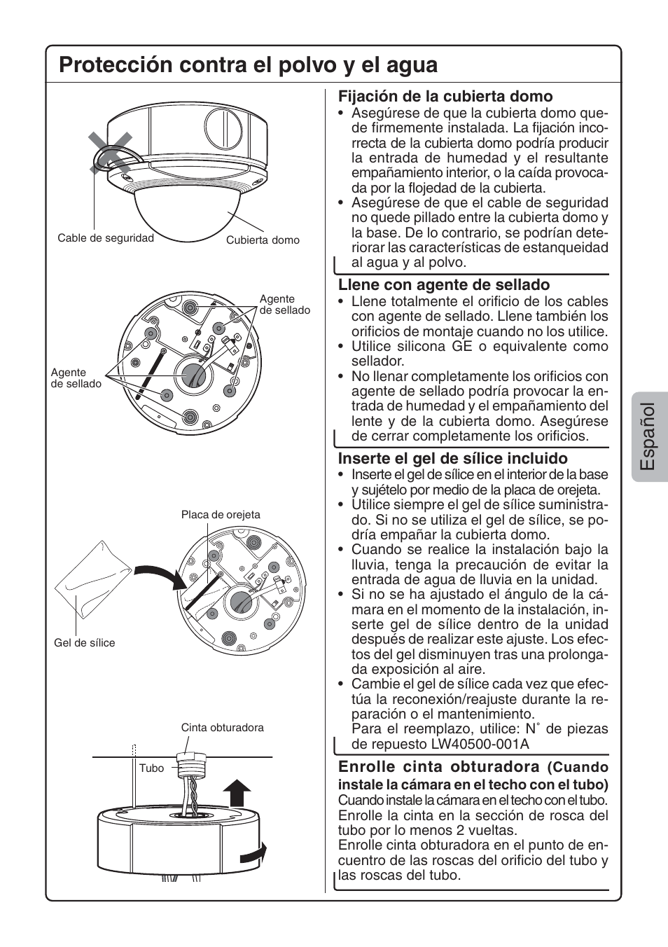 Protección contra el polvo y el agua, Español | JVC TK-C205VP User Manual | Page 7 / 8