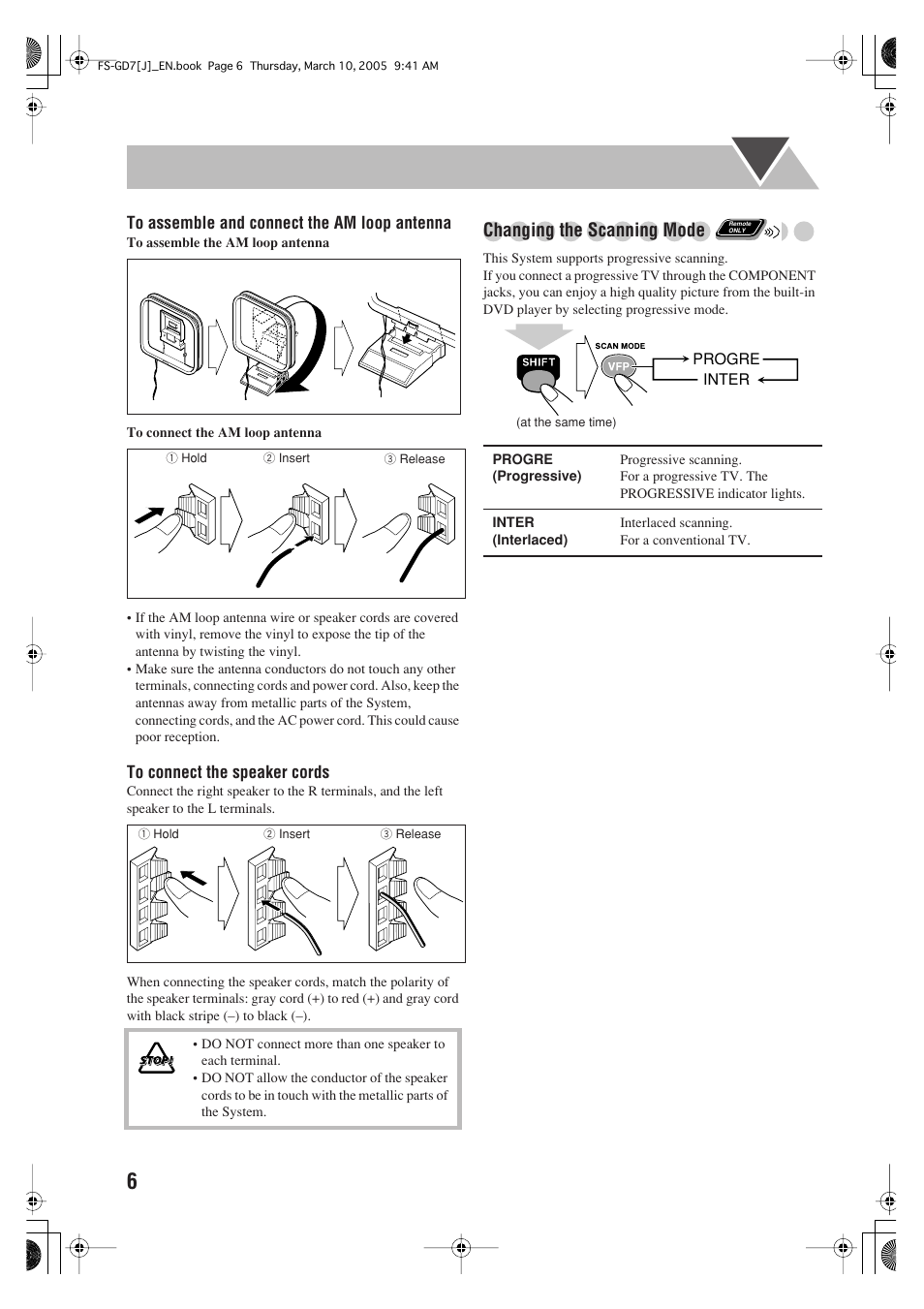 Changing the scanning mode | JVC CA-FSGD7 User Manual | Page 10 / 51