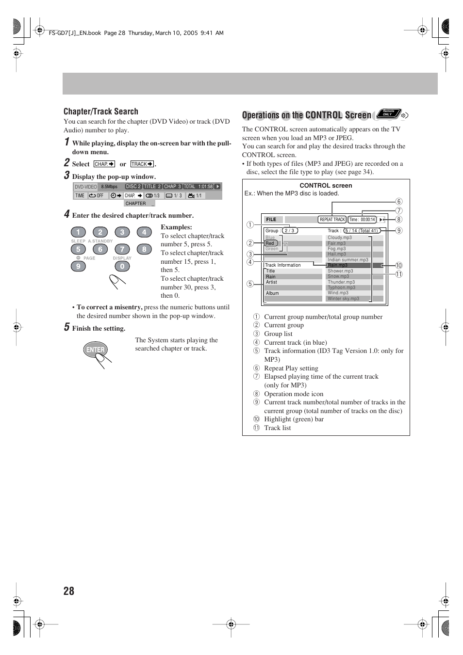 Operations on t, He control screen | JVC CA-FSGD7 User Manual | Page 32 / 51