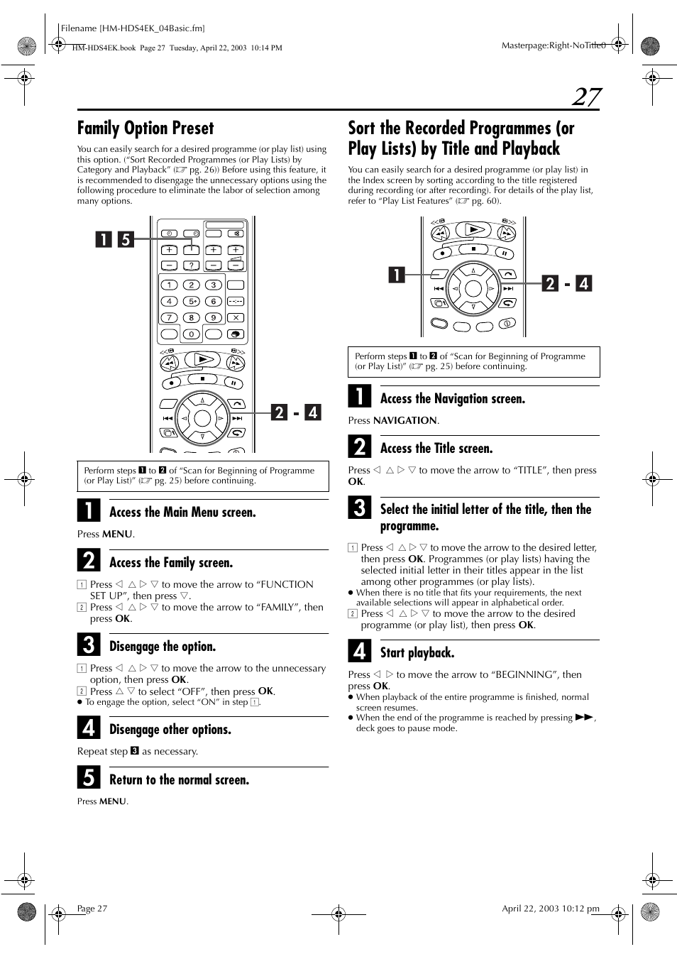 Family option preset | JVC HM-HDS4EK User Manual | Page 27 / 104