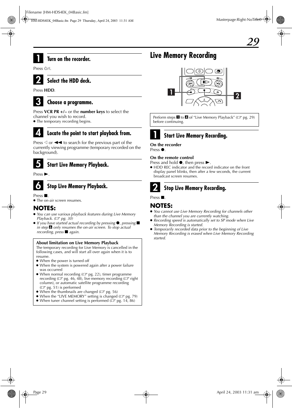 JVC HM-HDS4EK User Manual | Page 29 / 104