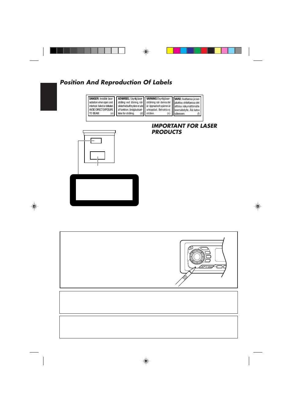 How to reset your unit, Position and reproduction of labels, Important for laser products | JVC KD-MX2900R User Manual | Page 2 / 58