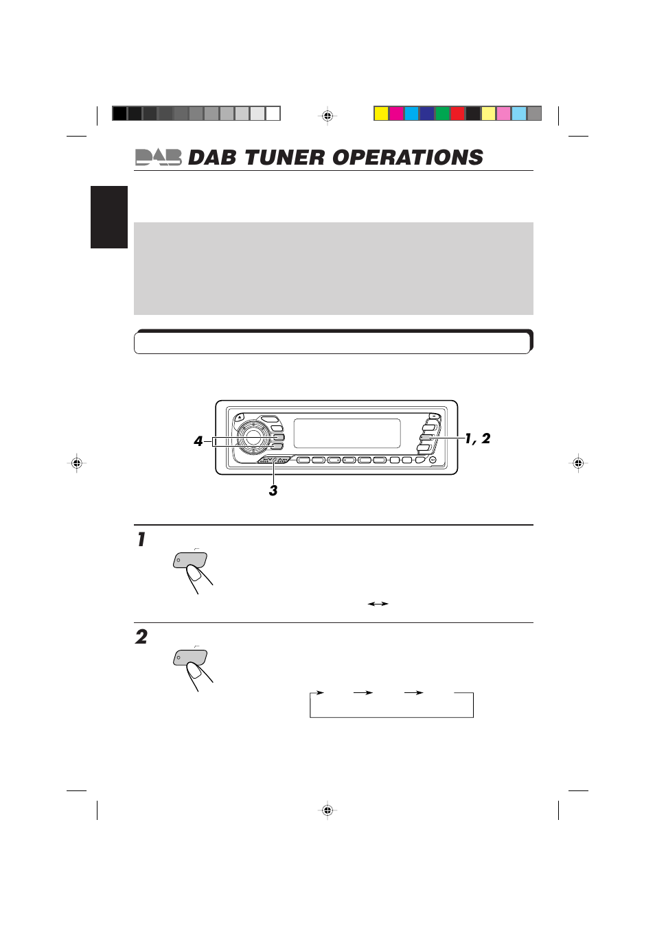 Dab tuner operations, Tuning into an ensemble and one of the services | JVC KD-MX2900R User Manual | Page 48 / 58