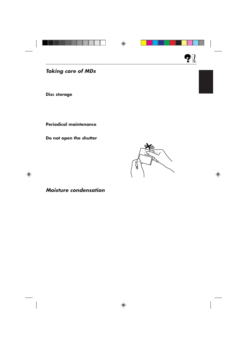 Taking care of mds, Moisture condensation | JVC KD-MX2900R User Manual | Page 55 / 58