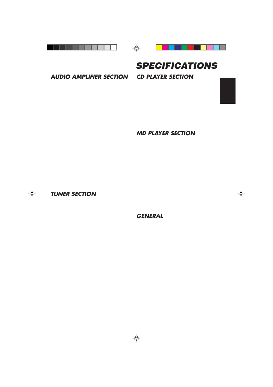 Specifications, General | JVC KD-MX2900R User Manual | Page 57 / 58