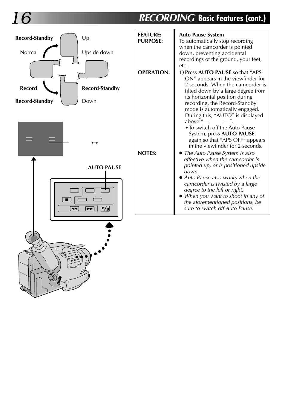 Recording, Basic features (cont.) | JVC 0597TOV*UN*VP User Manual | Page 16 / 56