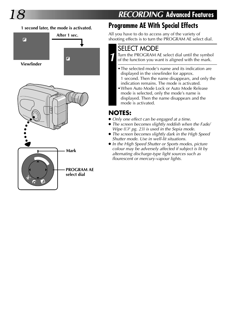 Recording, Select mode | JVC 0597TOV*UN*VP User Manual | Page 18 / 56