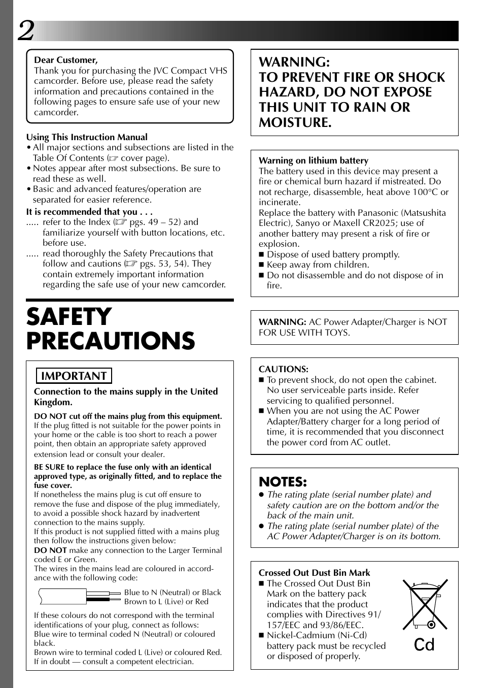 Safety precautions | JVC 0597TOV*UN*VP User Manual | Page 2 / 56