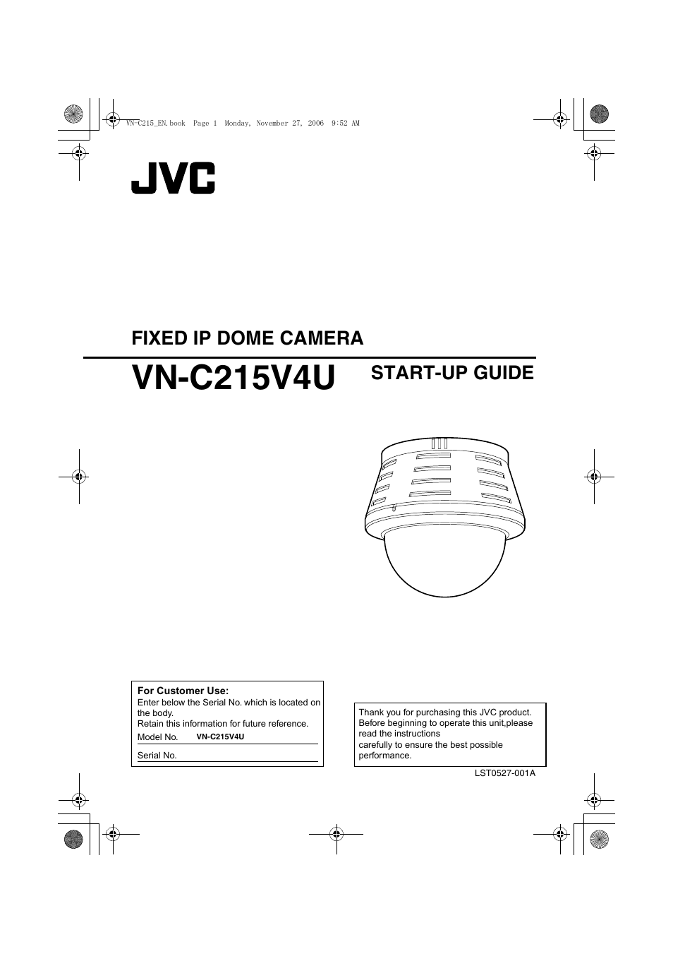 JVC DOME CAMERA VN-C215V4U User Manual | 48 pages