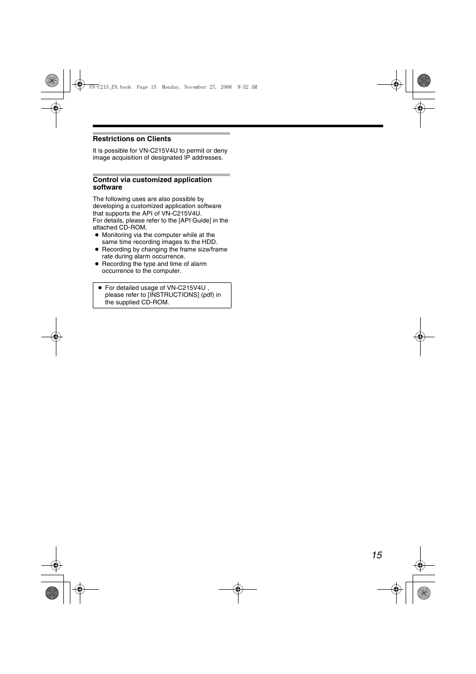 JVC DOME CAMERA VN-C215V4U User Manual | Page 15 / 48