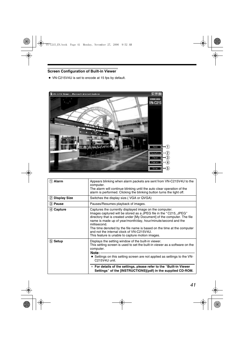 Screen configuration of built-in viewer, Screen configuration of built-in, Viewer | A pg. 41) | JVC DOME CAMERA VN-C215V4U User Manual | Page 41 / 48