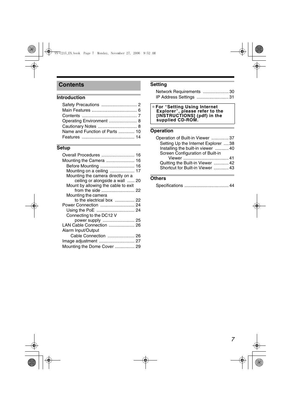 JVC DOME CAMERA VN-C215V4U User Manual | Page 7 / 48