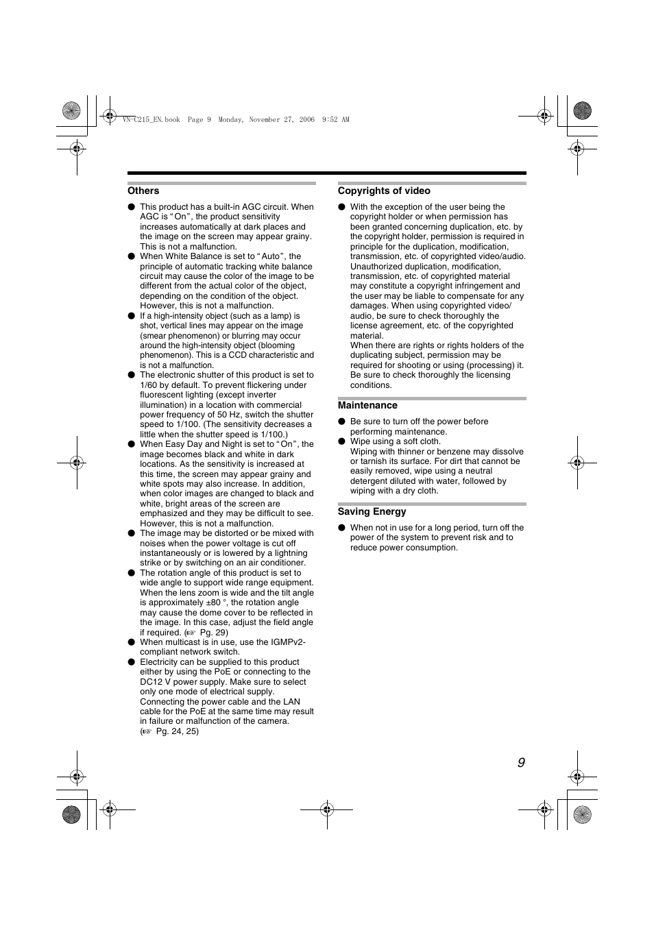 JVC DOME CAMERA VN-C215V4U User Manual | Page 9 / 48