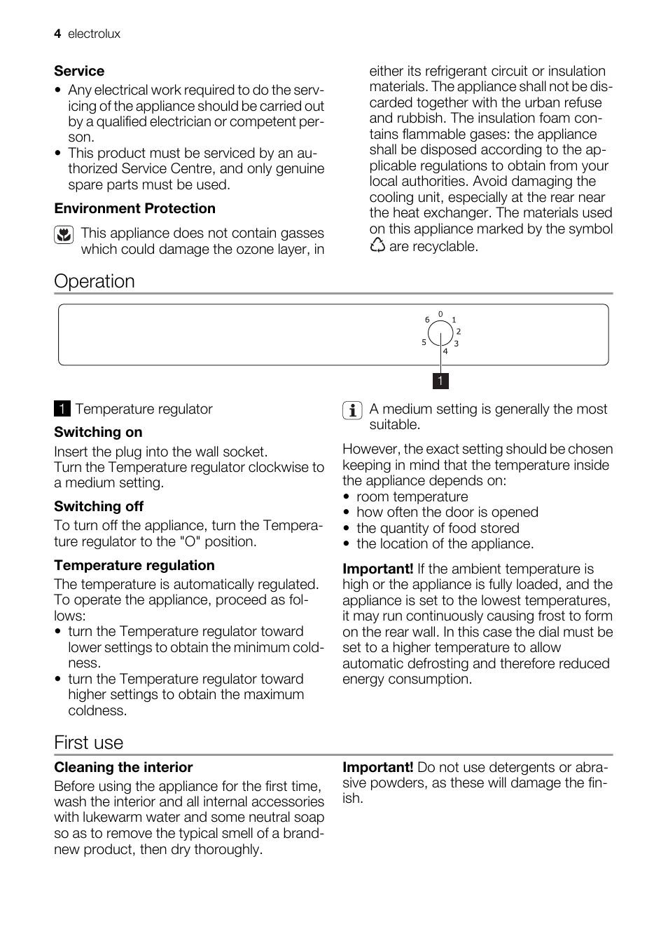 Operation, First use | Juno Lighting Group JRG94102 User Manual | Page 4 / 12