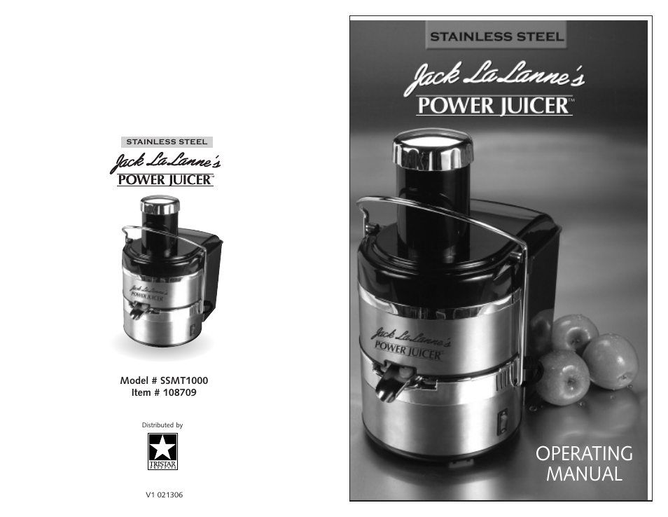 Jack Lananne's Power Juicer SSMT1000 User Manual | 6 pages