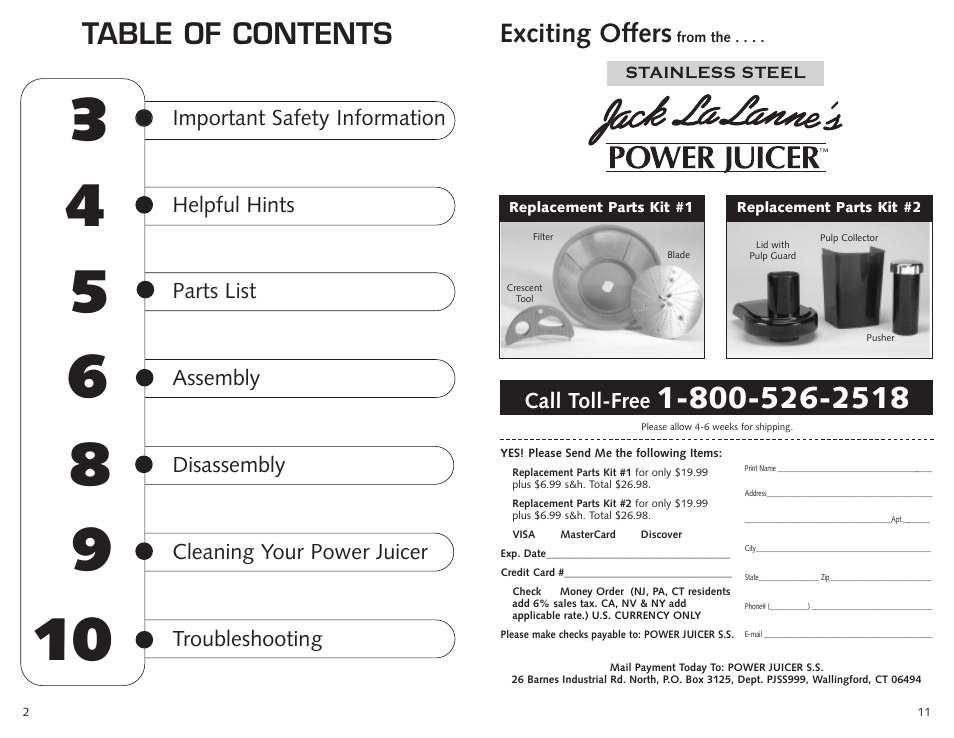Jack Lananne's Power Juicer SSMT1000 User Manual | Page 2 / 6