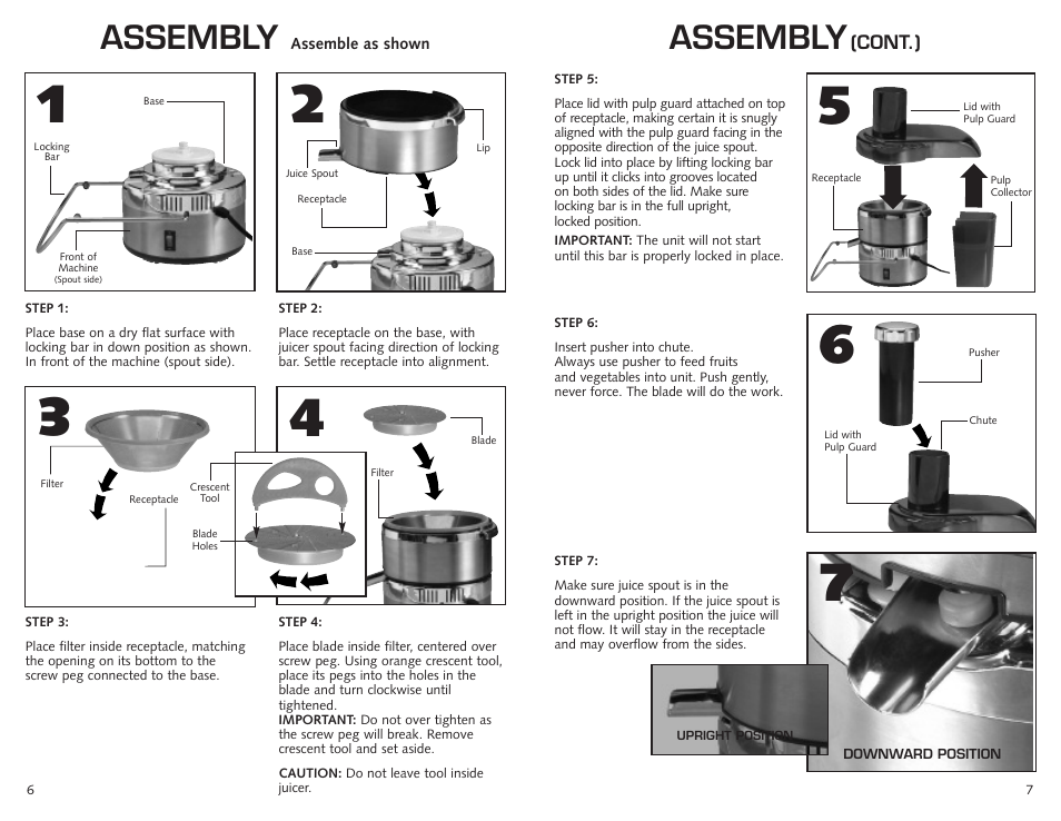 Assembly | Jack Lananne's Power Juicer SSMT1000 User Manual | Page 6 / 6