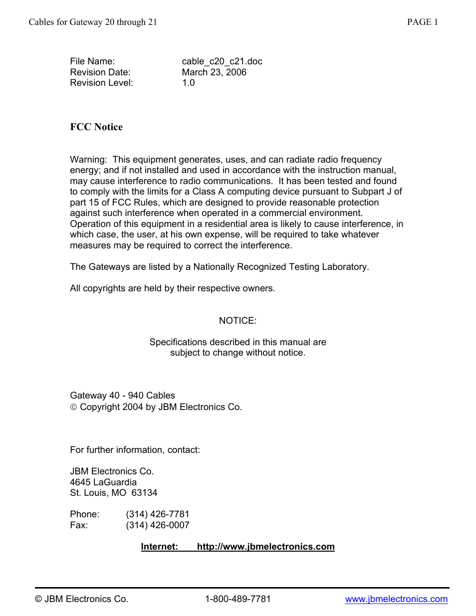 JBM electronic C20 through C21 User Manual | Page 2 / 7