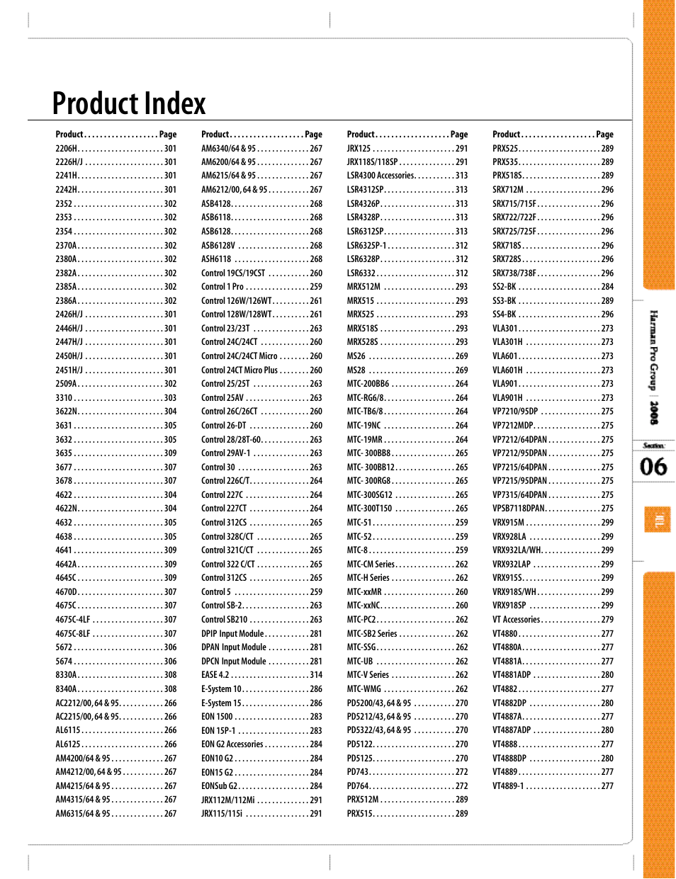 Product index | JBM electronic Studio Monitors User Manual | Page 6 / 7