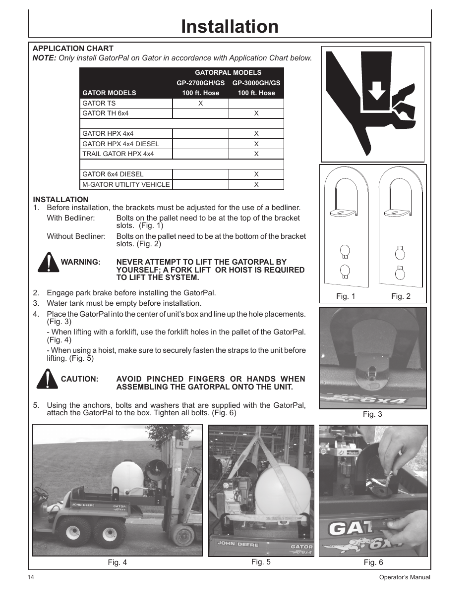 Installation | John Deere GP-2700GH User Manual | Page 14 / 64