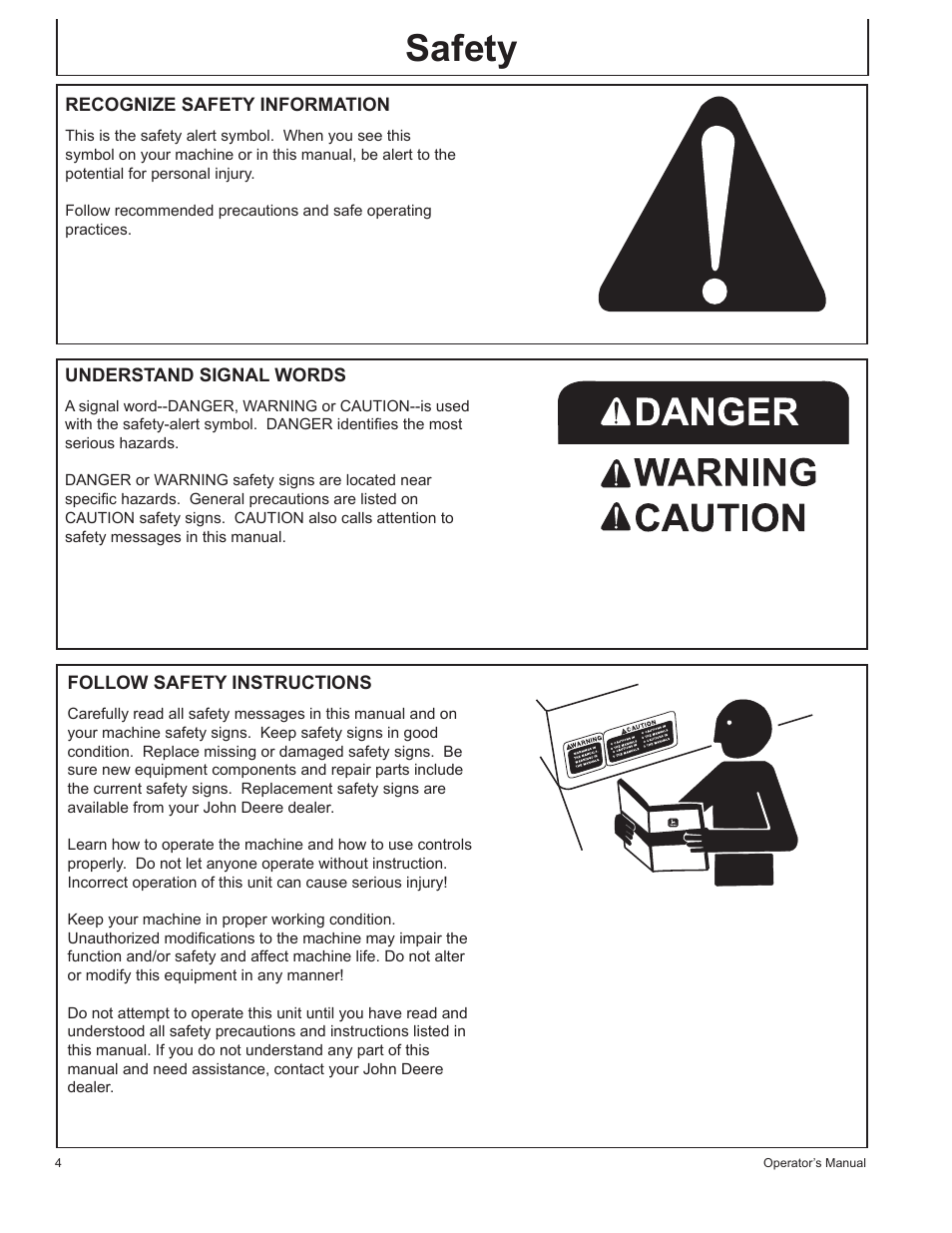 Safety | John Deere GP-2700GH User Manual | Page 4 / 64