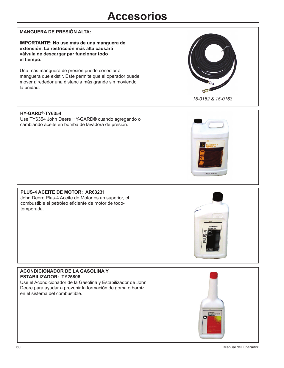 Accesorios | John Deere GP-2700GH User Manual | Page 60 / 64