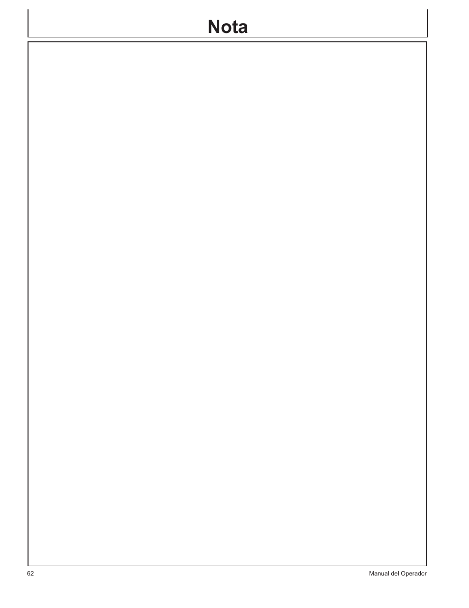Nota | John Deere GP-2700GH User Manual | Page 62 / 64
