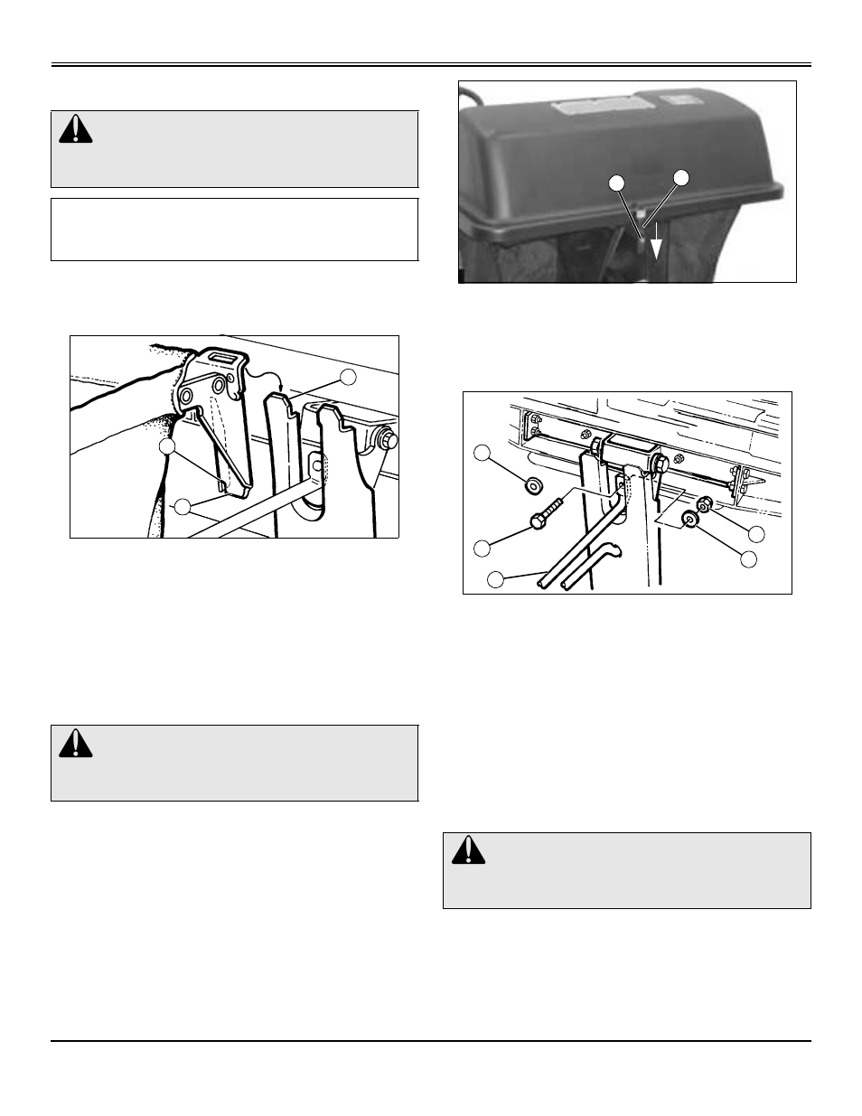 Service, Adjusting bagger level, Adjusting hood hold-down | Adjusting hopper top hinge tightness | John Deere OMGX20927 User Manual | Page 17 / 28